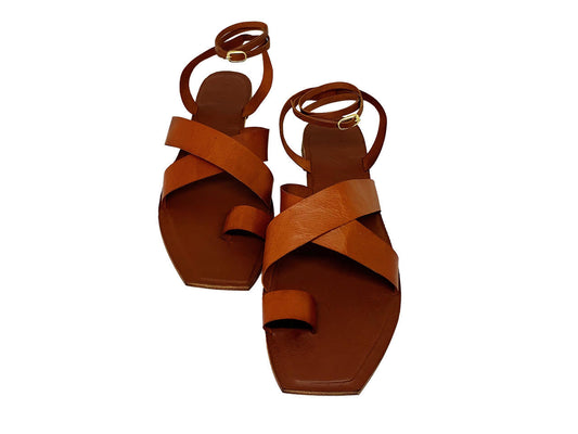 Story Crossover Slingback Leather Sandals