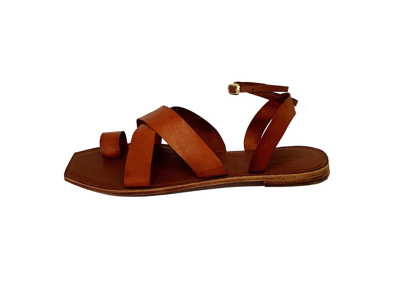 Story Crossover Slingback Leather Sandals